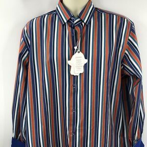 New Visconti limited edition fabric blue orange striped shirt